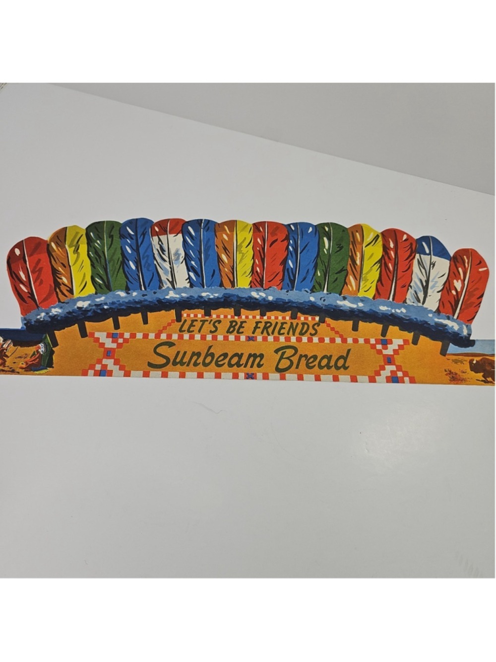 1949 SUNBEAM BREAD Advertising Feather Indian Native Headdress LET'S BE FRIENDS